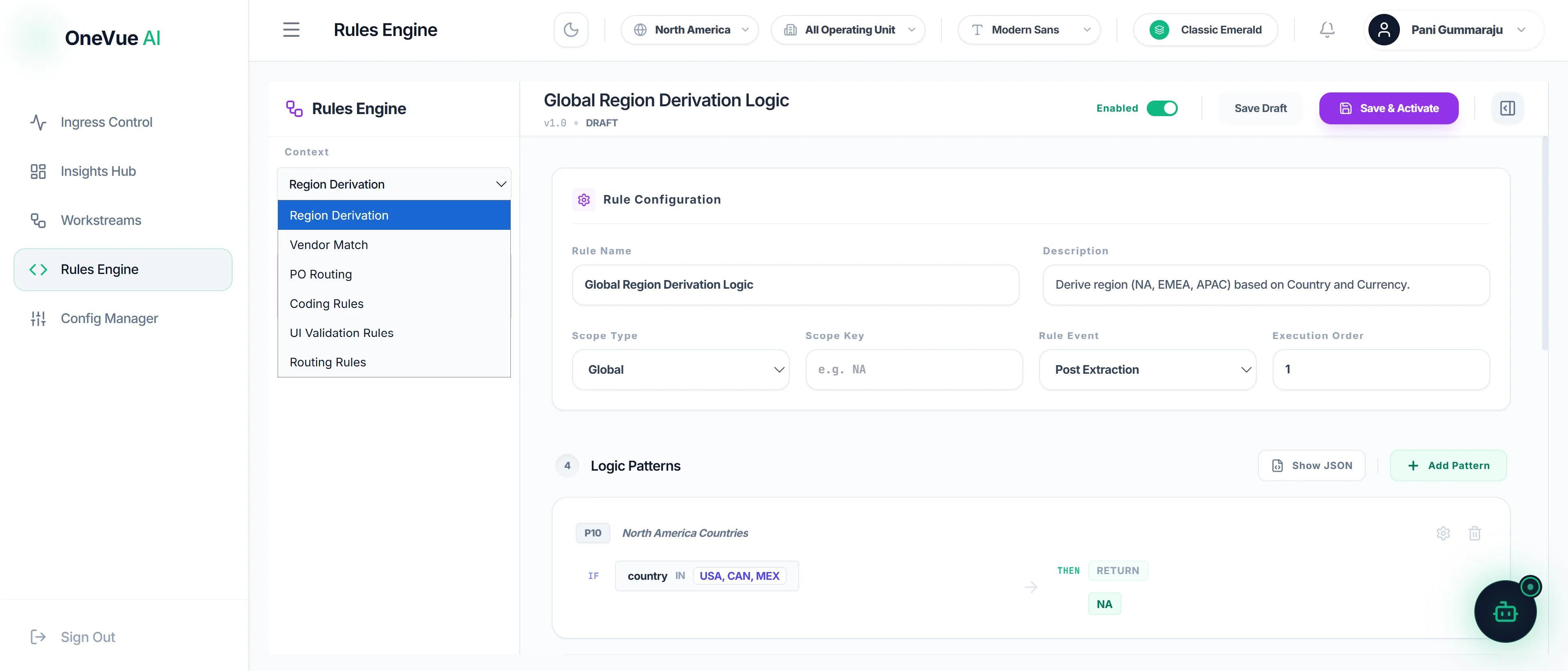 Match to Purchase Order screen in OneVue